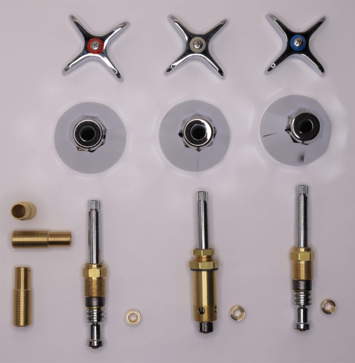 Chrome Plated 3 Handle Rebuild Kit For Speakman Kent Tub Shower